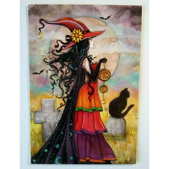 Halloween Postcard Molly Harrison Modern Gothic Witch Fantasy Black Cat 2012 Ltd - Picture 2 of 4